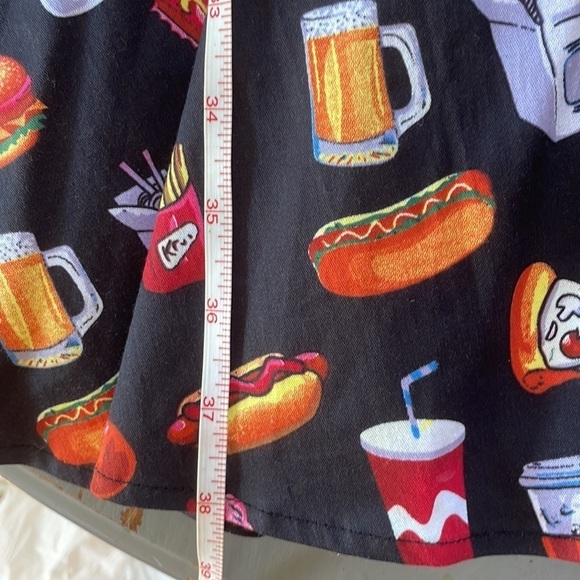 Retro Pinup Pizza, Hotdog, Burger, Chinese, Beer A Line Fit & Flare Dress - Picture 11 of 13
